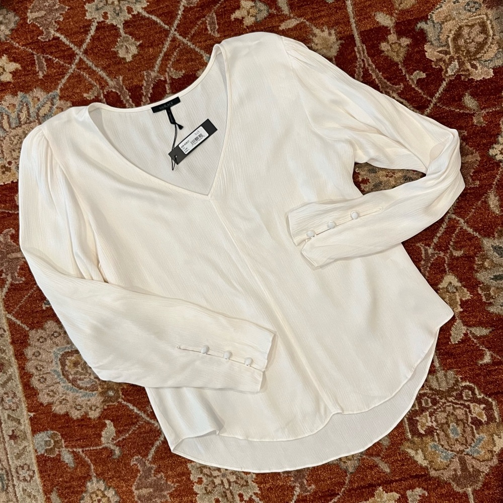Satin ivory blouse Bobi Black sz L